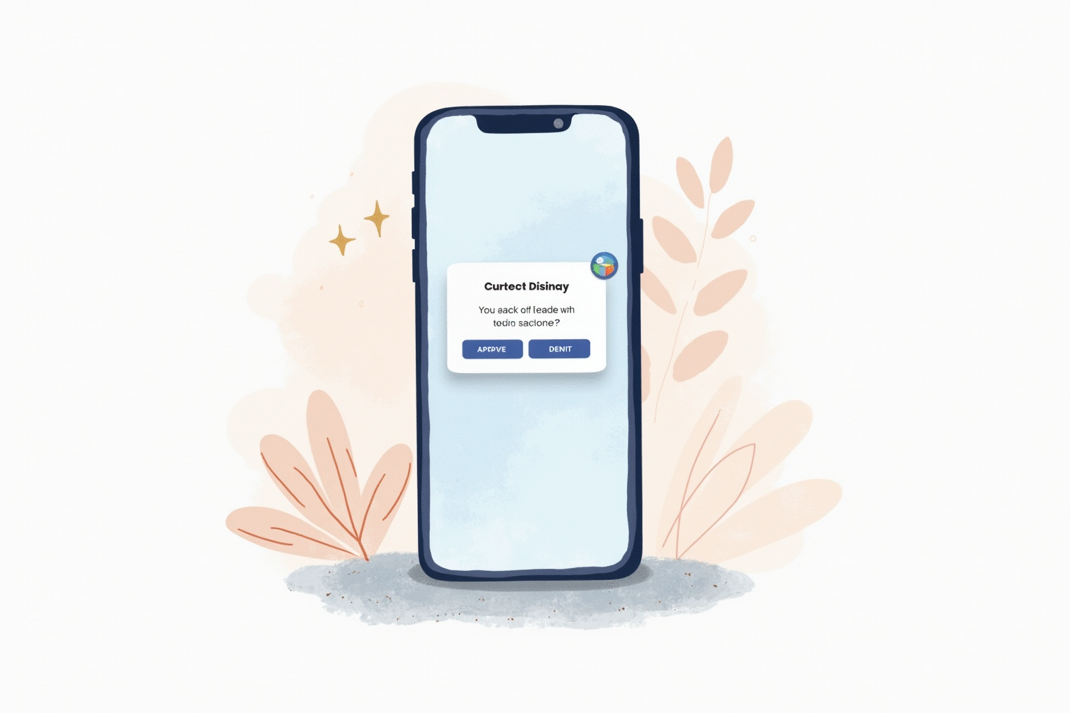 Multi-factor authentication push notification on smartphone with approve and deny buttons