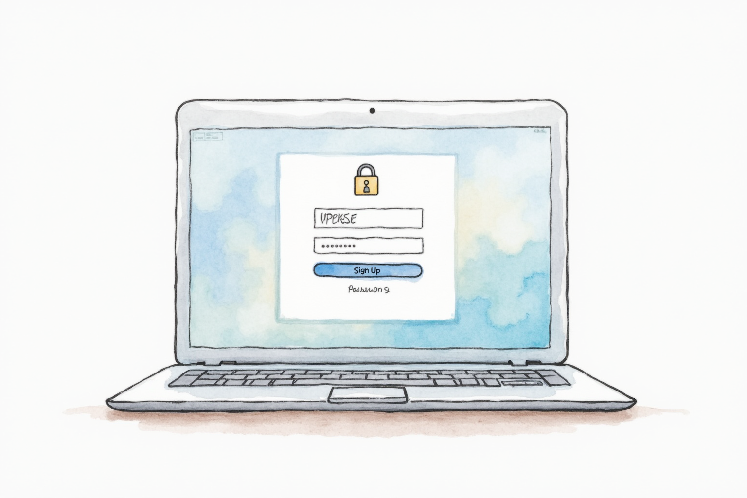 User migrating from password authentication to passkey on laptop signup screen