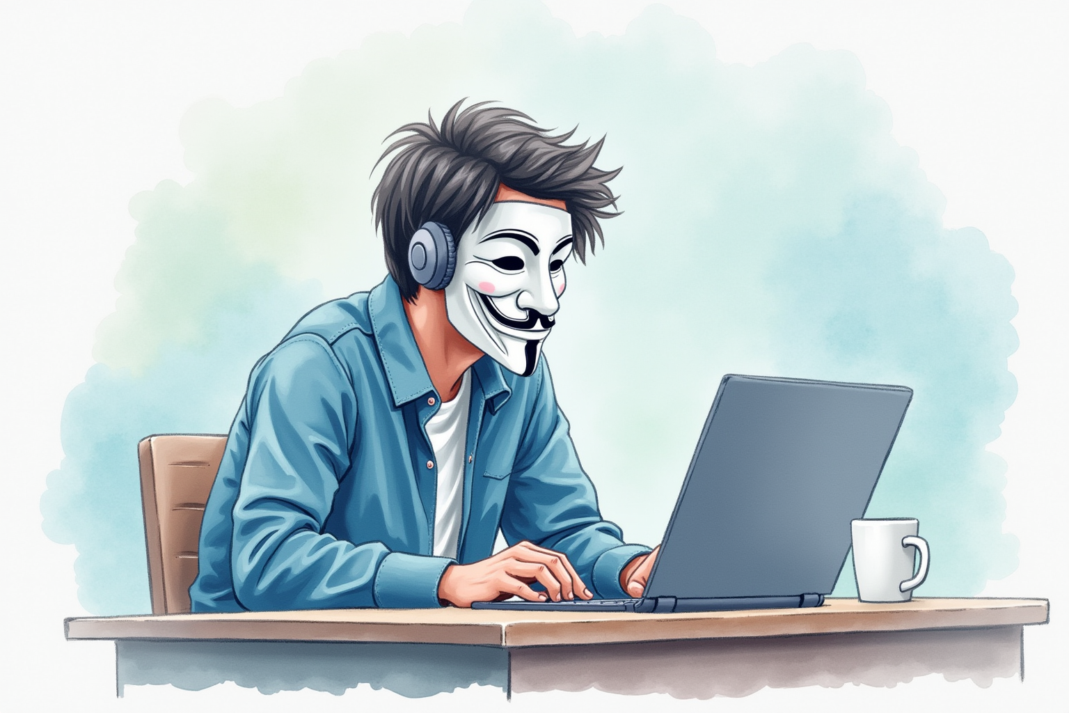 Journalist using anonymous internet access with multiple privacy layers stacked