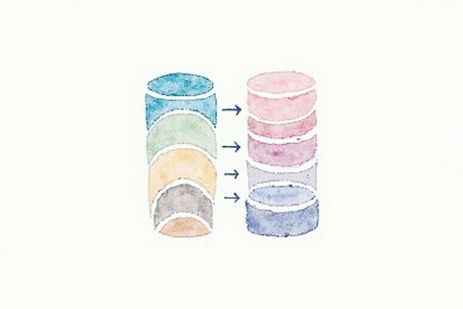 Metadata reduction through privacy stack with arrows showing data shrinking