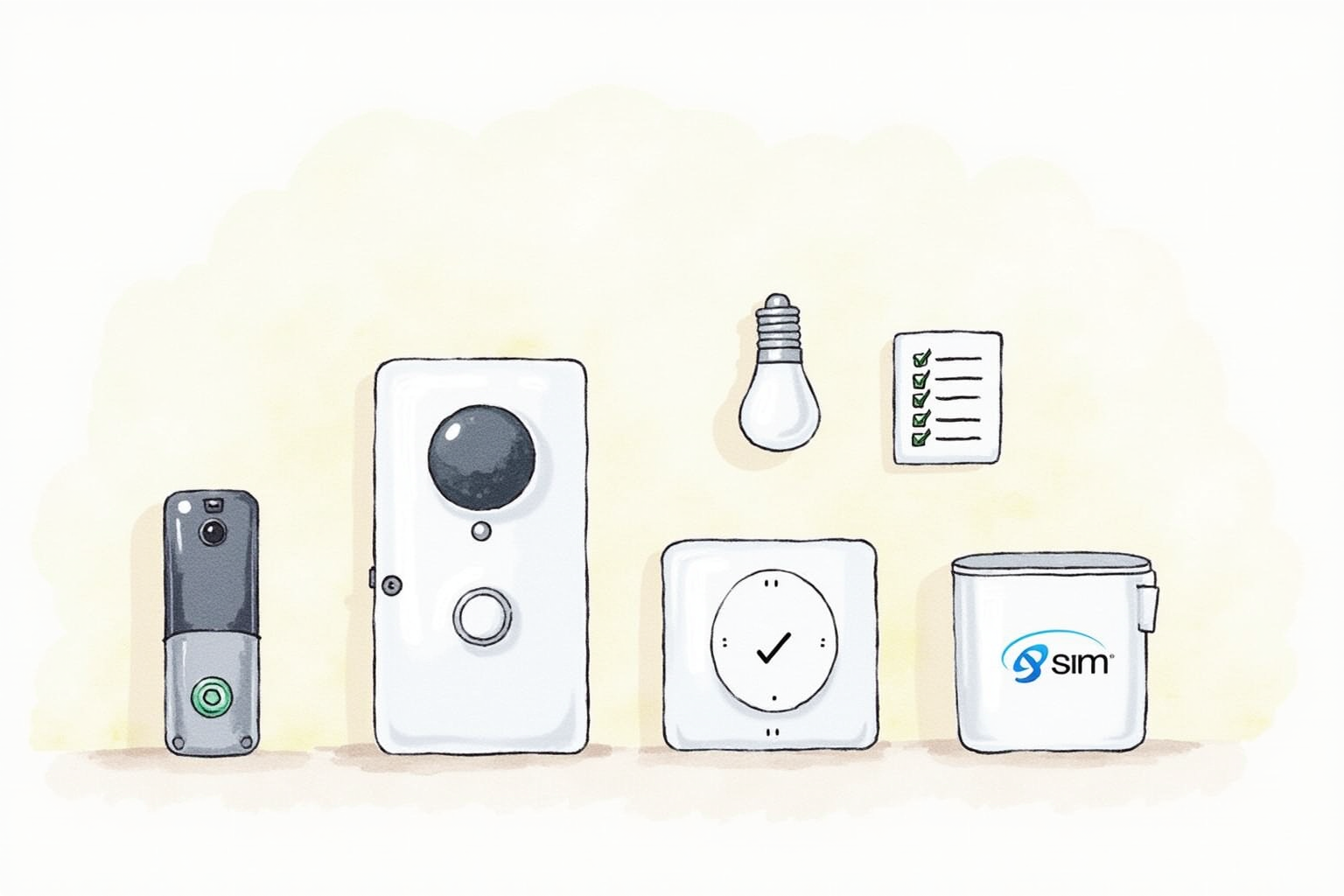 Smart camera doorbell thermostat lightbulb devices with security checklist