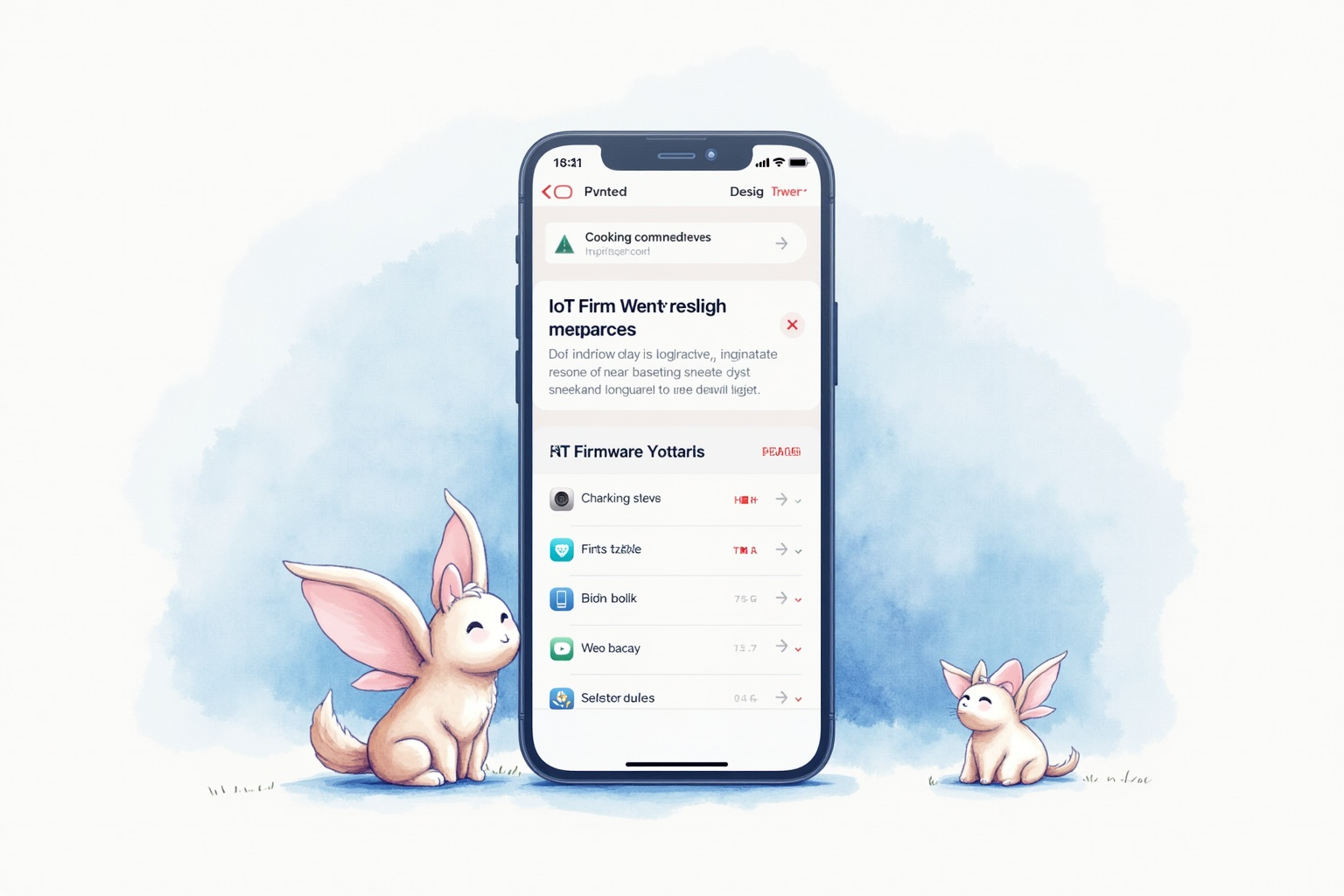 IoT firmware update notifications on smartphone for various devices