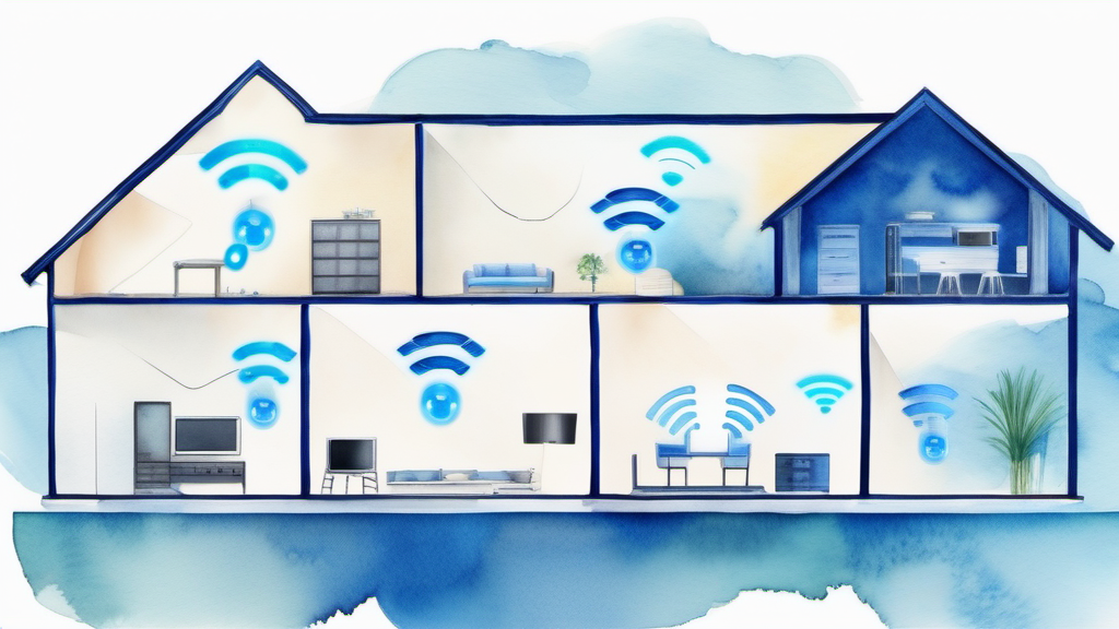 Home network segmentation illustration with router, guest Wi-Fi, and isolated IoT devices